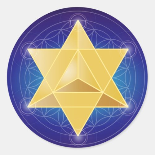 Merkaba with Flower of Life Classic Round Sticker