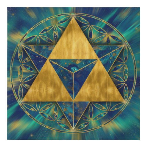 Merkabah in Flower of life Faux Canvas Print