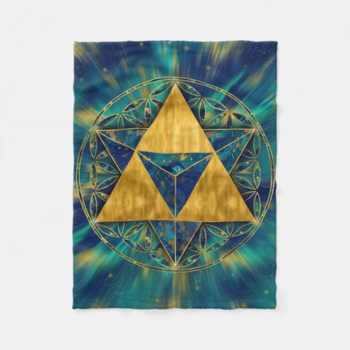 Merkabah in Flower of life Fleece Blanket