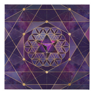 Merkabah in flower of life - Sacred Geometry Faux Canvas Print