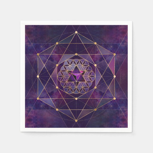 Merkabah in flower of life - Sacred Geometry Napkins (Front)