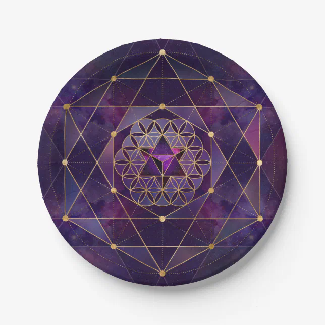 Merkabah in flower of life - Sacred Geometry Paper Plates | Zazzle