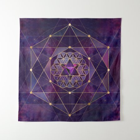Merkabah In Flower Of Life - Sacred Geometry Tapestry