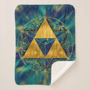 Merkabah in Flower of life Sherpa Blanket