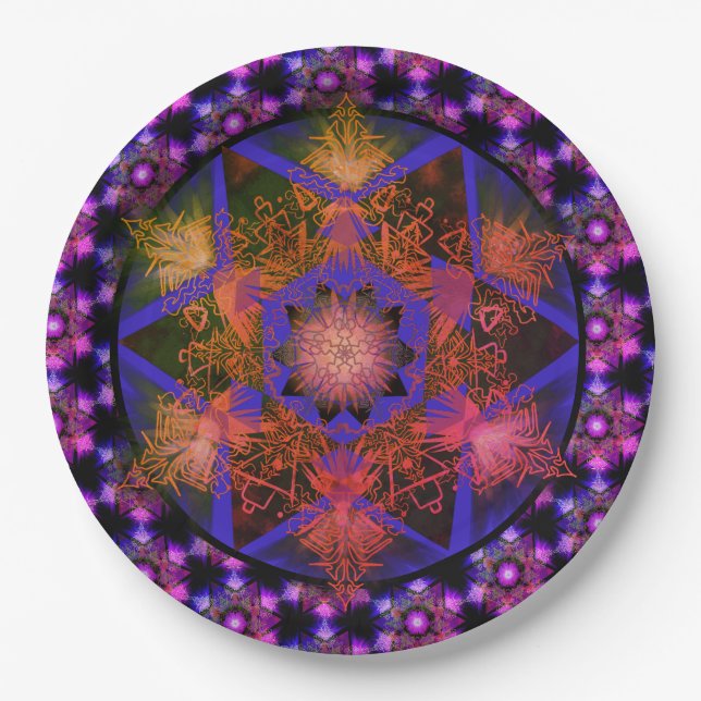 Merkabah Mandala Pattern Paper Plates (Front)