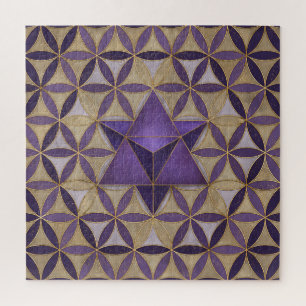 Merkabah on Flower of life pattern Jigsaw Puzzle