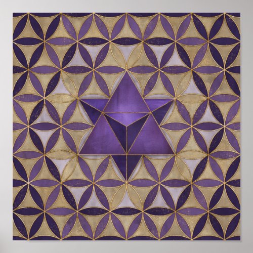 Merkabah on Flower of life pattern Poster