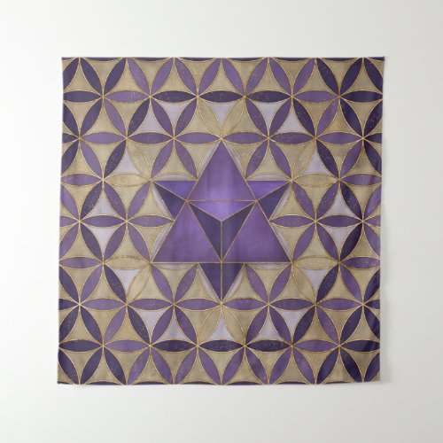 Merkabah on Flower of life pattern Tapestry