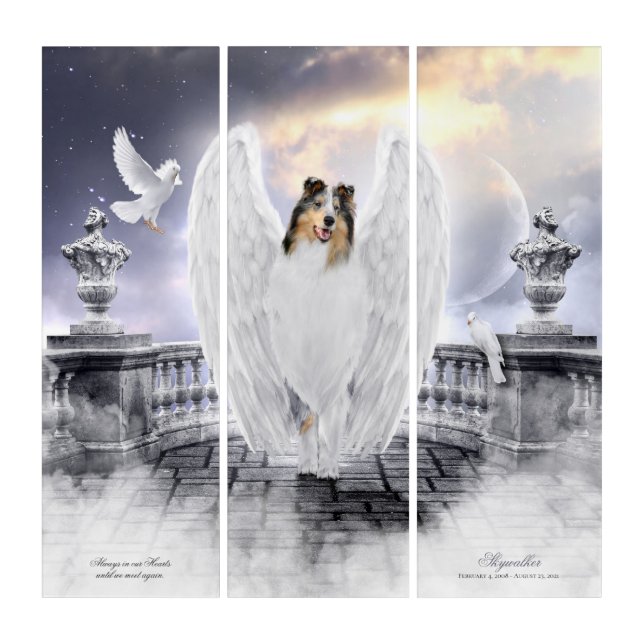 Merle Collie Angel Memorial, Heaven’s Balcony - Triptych (Front)