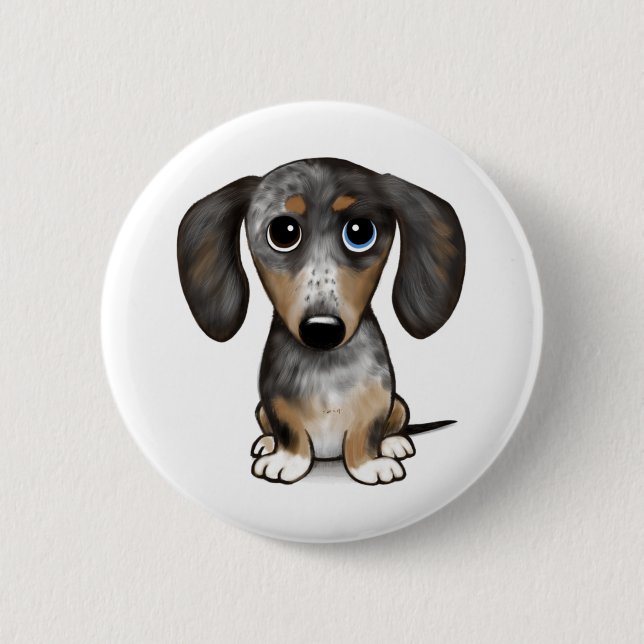 Merle Dapple Dachshund Cute Wiener Dog   Button (Front)