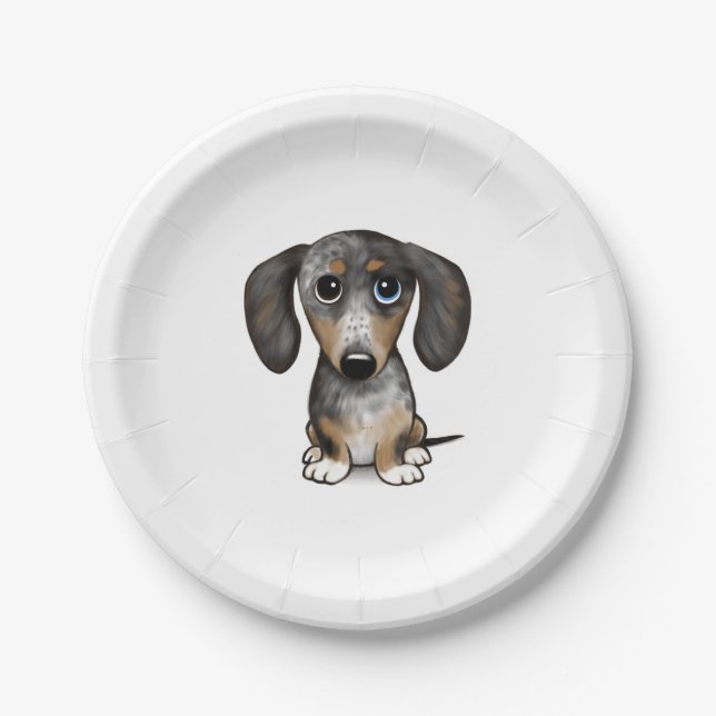 Merle Dapple Dachshund Cute Wiener Dog   Paper Plates (Front)