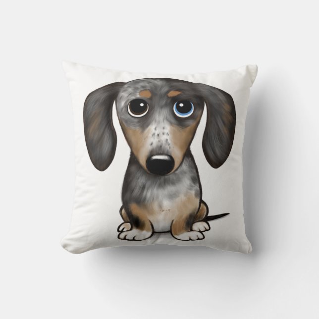 Merle Dapple Dachshund Cute Wiener Dog   Throw Pillow (Front)