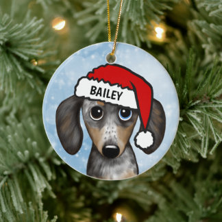 Merle Dapple Dachshund Personalized Name Ceramic Ornament