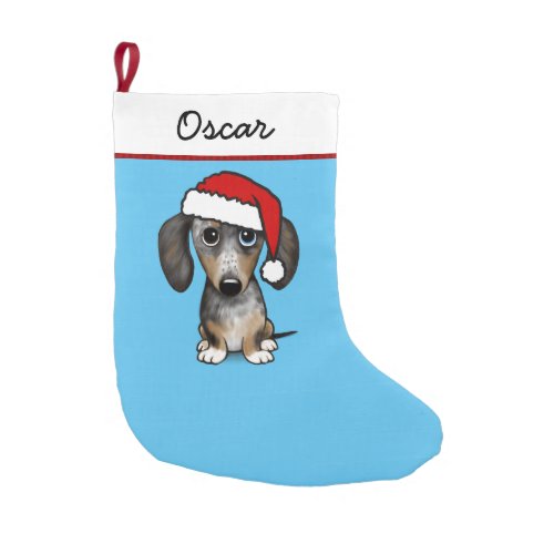 Merle Dapple Dachshund Santa Cute Dog Small Christmas Stocking