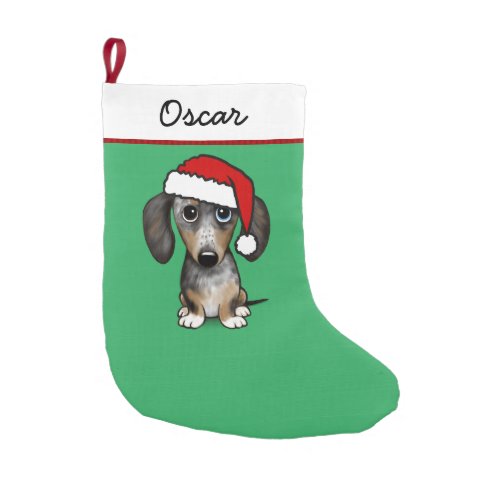 Merle Dapple Dachshund Santa Cute Dog Small Christmas Stocking