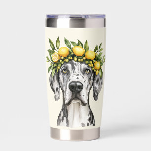 Merle Great Dane Dog Lemon Crown Insulated Tumbler