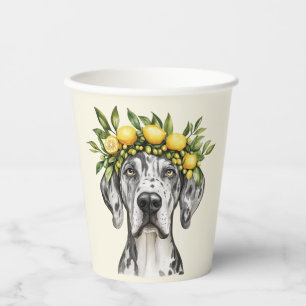 Merle Great Dane Dog Lemon Crown Paper Cups