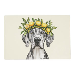Merle Great Dane Dog Lemon Crown Placemat