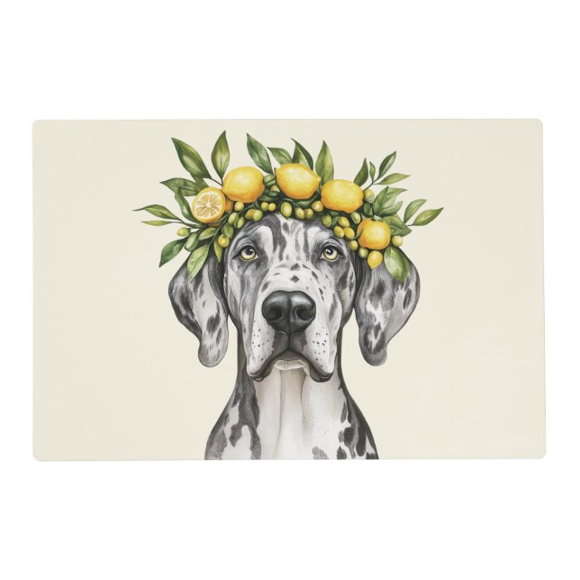 Merle Great Dane Dog Lemon Crown Placemat (Front)