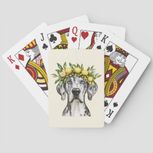 Merle Great Dane Dog Lemon Crown Poker Cards