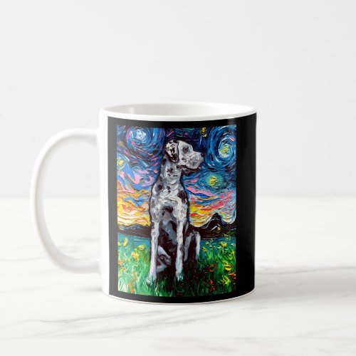 Merle Great Dane Starry Night Impressionist Dog By Coffee Mug