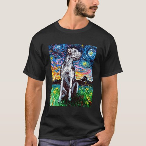 Merle Great Dane Starry Night Impressionist Dog By T_Shirt