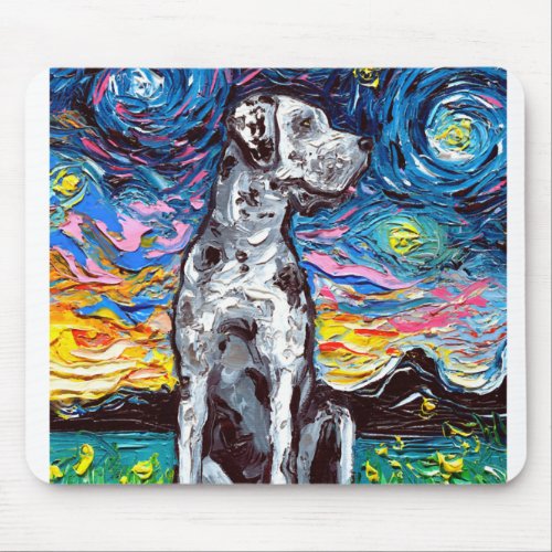 Merle Great Dane Starry Night Impressionist Dog Mouse Pad
