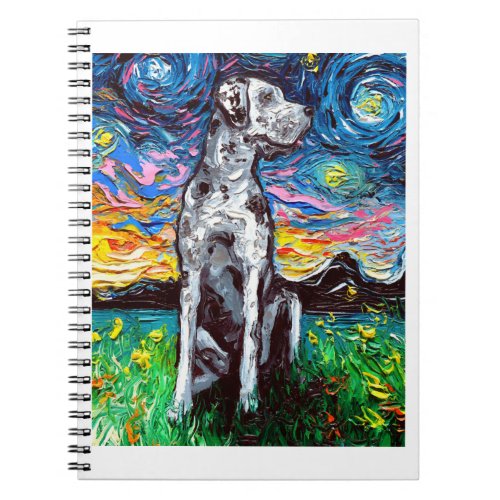 Merle Great Dane Starry Night Impressionist Dog Notebook