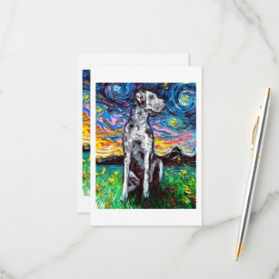 Merle Great Dane Starry Night Impressionist Dog RSVP Card