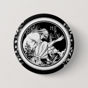 Merlin Art Nouveau fantasy Button