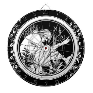 Merlin Art Nouveau fantasy Dartboard With Darts
