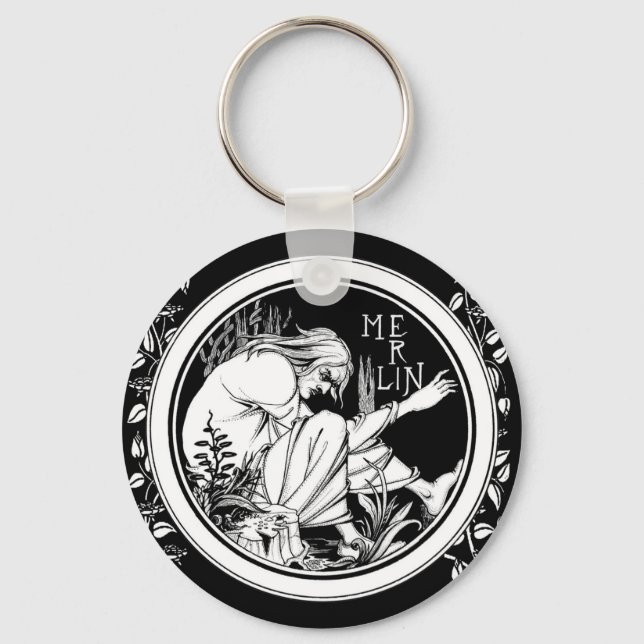 Merlin Art Nouveau fantasy Keychain (Front)