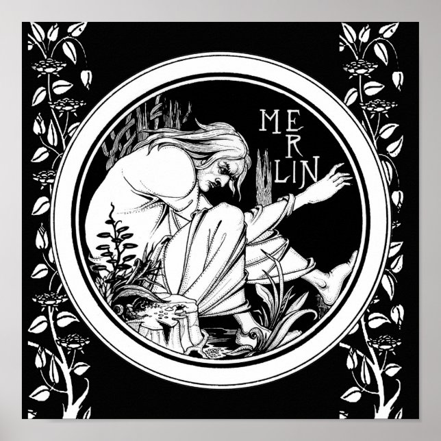 Merlin Art Nouveau fantasy Poster (Front)