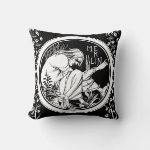 Merlin Art Nouveau fantasy Throw Pillow