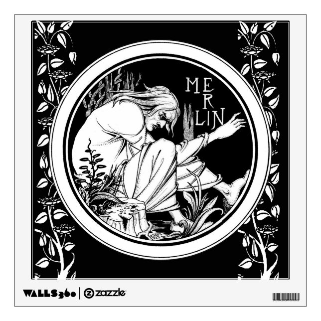 Merlin Art Nouveau fantasy Wall Sticker (Front)