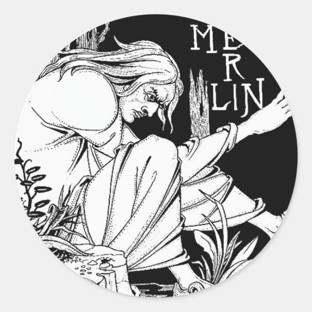 "Merlin" by Aubrey Beardsley, 1893 Classic Round Sticker (Front)