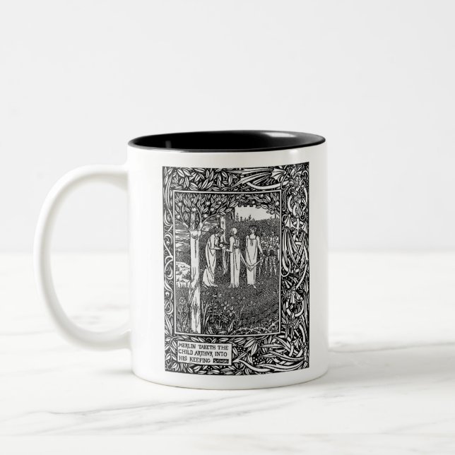 Merlin, by Aubrey Beardsley - HD Two-Tone Coffee Mug (Left)