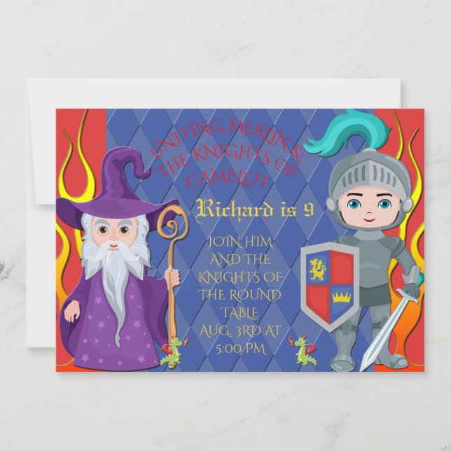Merlin & Knights of the Round Table Camelot Invite (Front)