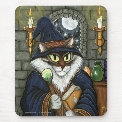Merlin Magician Wizard Cat Magic Sorcerer Mousepad