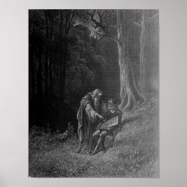 Merlin teaching young Arthur Poster (Front)