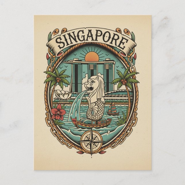 Merlion Singapore Postcard (Front)