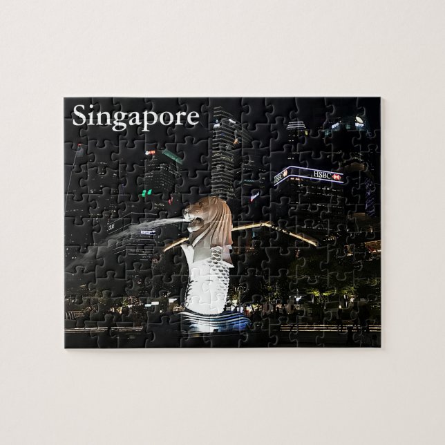Merlion & Singapore Skyline #1-2 Jigsaw Puzzle (Horizontal)