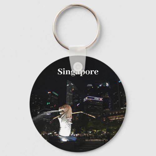 Merlion  Singapore Skyline 1 Keychain