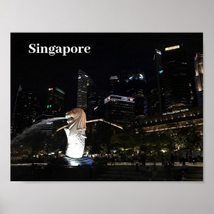 Merlion & Singapore Skyline #1 Poster