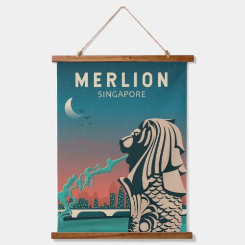 Merlion Singapore Travel Vintage Art Hanging Tapestry