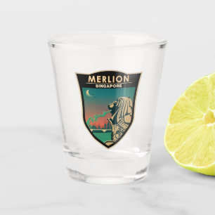 Merlion Singapore Travel Vintage Art Shot Glass