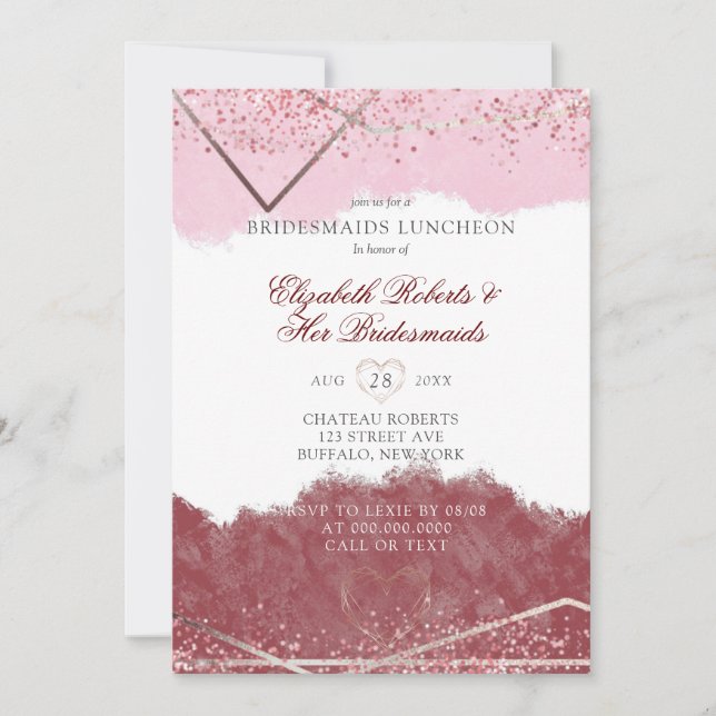 Merlot and Blush Pink Bridesmaids Luncheon  (Front)