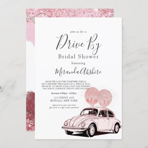 Merlot Blush Pink Car Drive By Bridal Shower  Invi Invitation