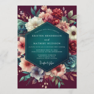 Merlot Floral Wedding Invitation