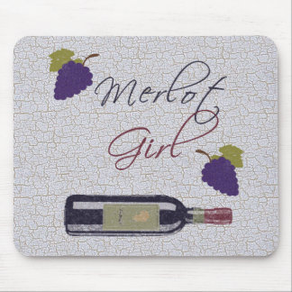 Merlot Girl - Vintage Wine Lovers Mouse Pad